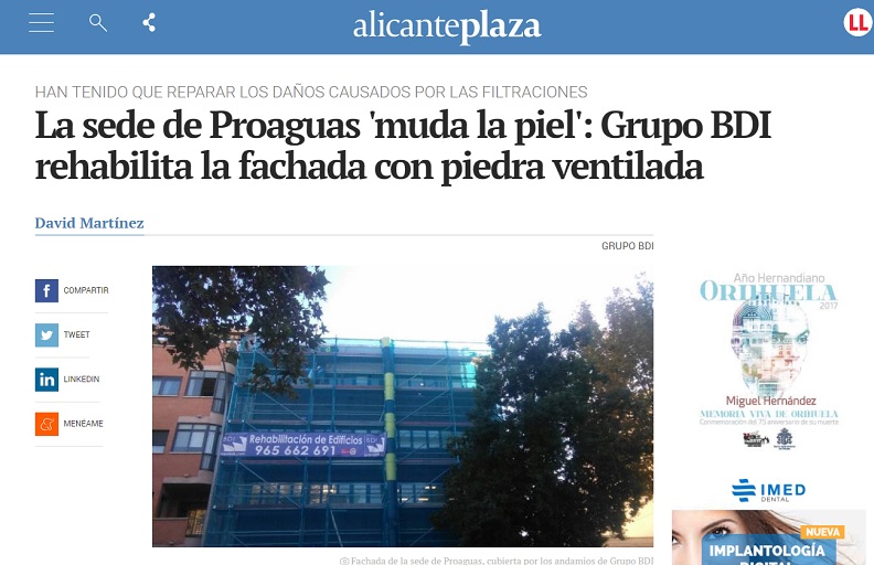 La prensa se ha hecho eco de la rehabilitación de Proaguas por parte de Grupo BDI