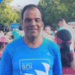 Imagen de nuestro especialista en trabajos verticales, Andrés Peñas, tras finalizar una carrera popular